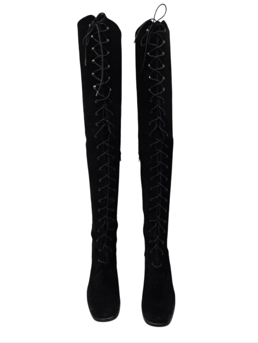 Kenneth Cole New York Black Suede Over The Knee Lace-Up Boots